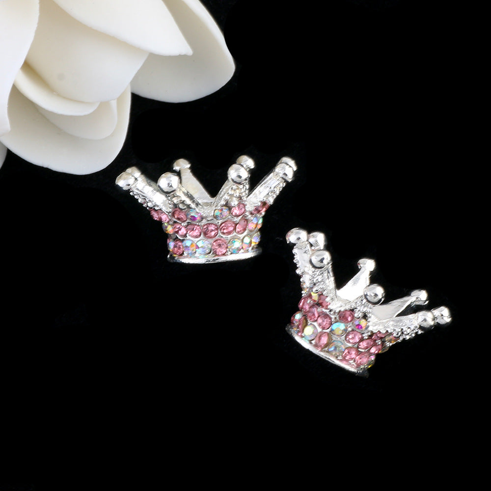 Wholesale 5pcs Colorful crown torus DIY spacer beads alloy full diamond